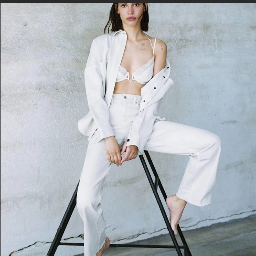 ZARA 🖤 The Trevor Full Length Oyster White Jeans Zise 10